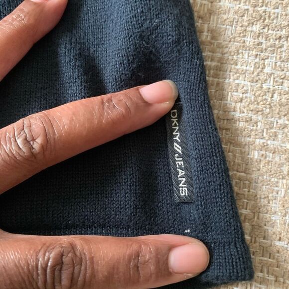 DKNY Sweater Men's Size XXL Black/Gray 1/4 Zip Mock Neck Normcore Preppy Causal - Picture 3 of 6